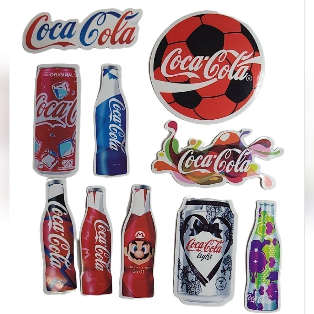 Coca Cola Sticker Decals 10pc Olympic Sport Variety Skateboard Soccer Ball New